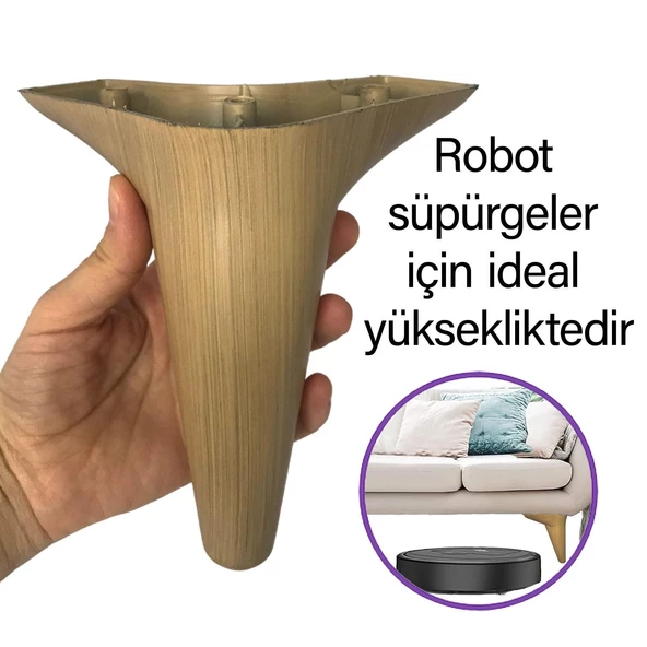 Zelve 6'Lı Set Mobilya Ünite Çekyat Koltuk Kanepe Ayarlı M8 Destek Ayağı 15 Cm Açık Ceviz Baza Ayak - Resim 2
