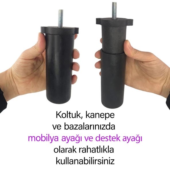 Serdivan 6'Lı Set Mobilya Tv Ünitesi Çekyat Koltuk Kanepe Ayarlı M8 Destek Ayağı 15 Cm Siyah Baza Ayak - Resim 5