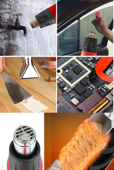 RED 5000 W Çift Kademeli Sıcak Hava Isı Tabancası Çift Kademeli Termik Koruma Bakır Rezistant 1100 C - 2