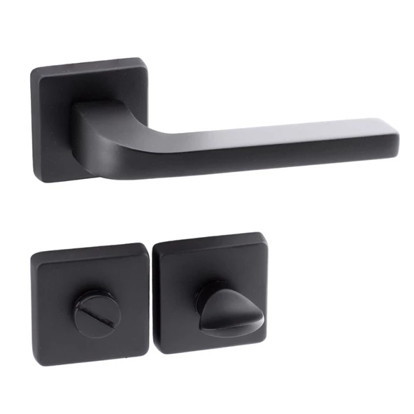 Tog Siyah Wc Banyo Uyumlu Kapı Kolu Kare Rozetli Kapı Kulpu Sağa Sola Uygun Kapı Kolları - Resim 4