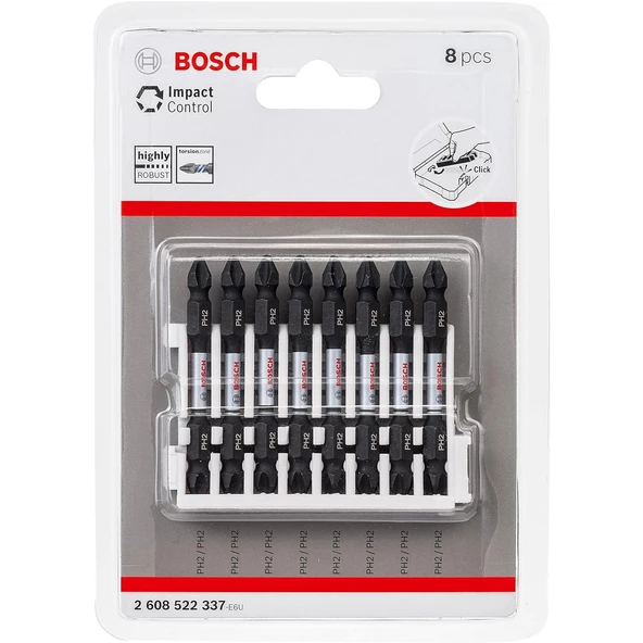 Bosch ImpactC Vidalama Çift Uç PH2*65mm 8'li - 2608522337 - 2