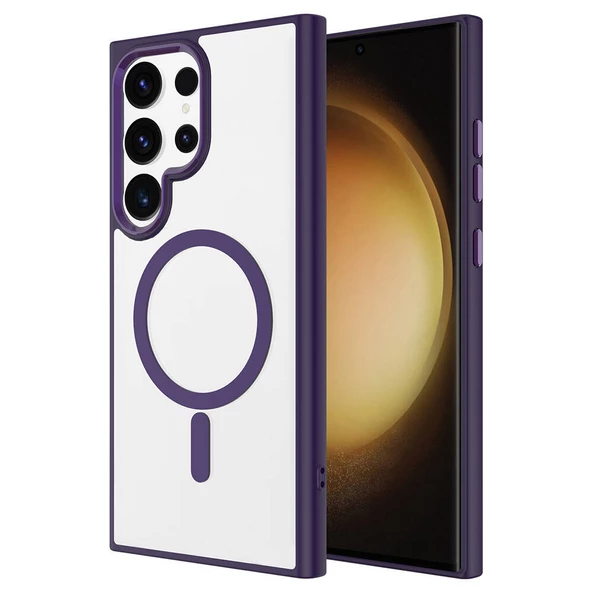 Samsung Galaxy S24 Ultra için Magsafe ile uyumlu Kılıf Krom Silikon Kapak - 3