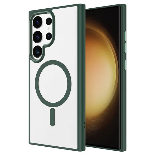 Samsung Galaxy S24 Ultra için Magsafe ile uyumlu Kılıf Krom Silikon Kapak - 7