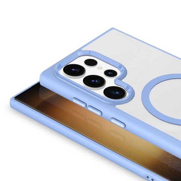 Samsung Galaxy S24 Ultra için Magsafe ile uyumlu Kılıf Krom Silikon Kapak - 8