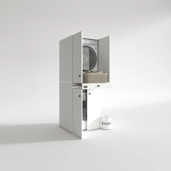 Kenzlife çamaşır-kurutma makinesi dolabı el kindi byz 187*070*60 çekmeceli kapaklı banyo - 2