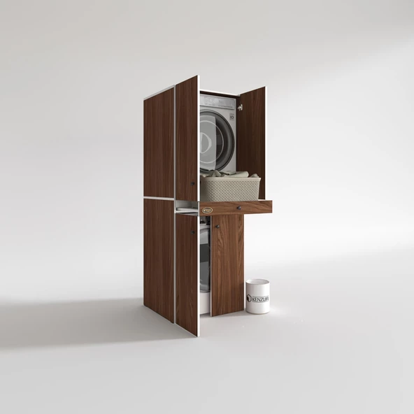 Kenzlife çamaşır-kurutma makinesi dolabı el kindi cvz 187*070*60 çekmeceli kapaklı banyo - Resim 2