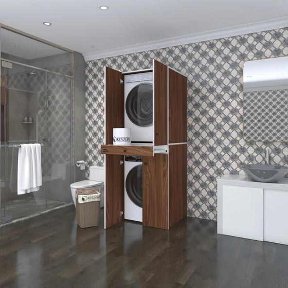 Kenzlife çamaşır-kurutma makinesi dolabı el kindi cvz 187*070*60 çekmeceli kapaklı banyo ürün görseli 1