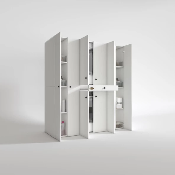 Kenzlife çamaşır-kurutma makinesi dolabı nazzam byz 187*170*60 çekmeceli raflı banyo - 2