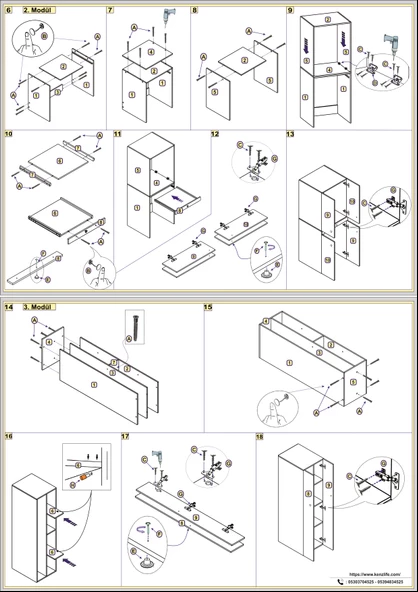 Kenzlife çamaşır-kurutma makinesi dolabı nazzam byz 187*170*60 çekmeceli raflı banyo - 5