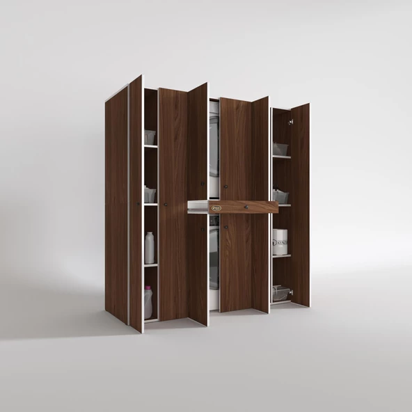 Kenzlife çamaşır-kurutma makinesi dolabı nazzam cvz 187*170*60 çekmeceli raflı banyo - Resim 2