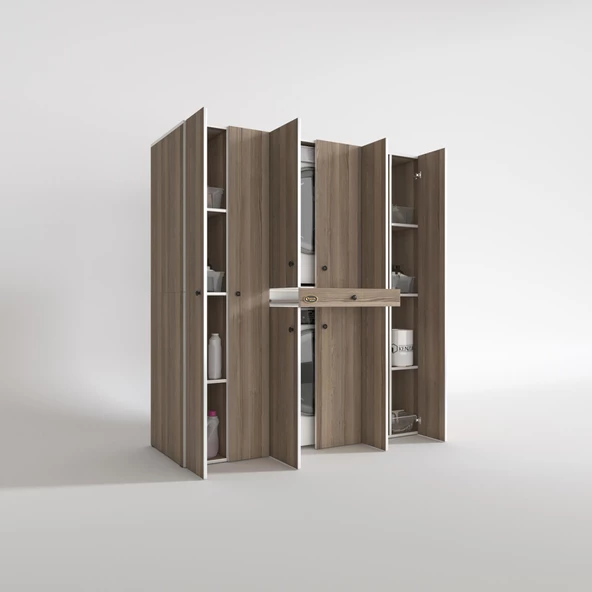Kenzlife çamaşır-kurutma makinesi dolabı nazzam crd 187*170*60 çekmeceli raflı banyo - Resim 2