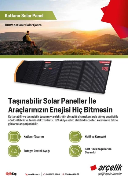 Arçelik ARCLK-FSB-100W 4 KatlanırTaşınabilir Güneş Paneli - 4