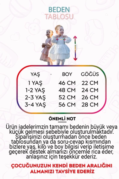 Kız Bebek Elbise Kız Çocuk Elbise Doğum Günü Parti Düğün Elbise Tüllü Uzun Kol Astarlı Bebek Giyim ELBFYNKTUL - 5