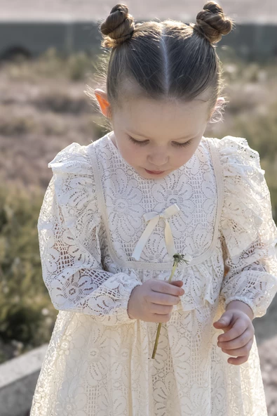 Kız Bebek Elbise Kız Çocuk Elbise Doğum Günü Parti Düğün Elbise Dantelli Kısa Kol Astarlı Elbise - 10