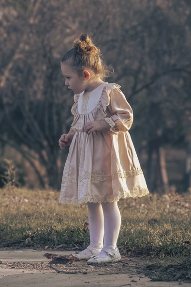 Kız Bebek Elbise Kız Çocuk Elbise Doğum Günü Parti Düğün Elbise Astarlı Saten Uzun Kol - 11