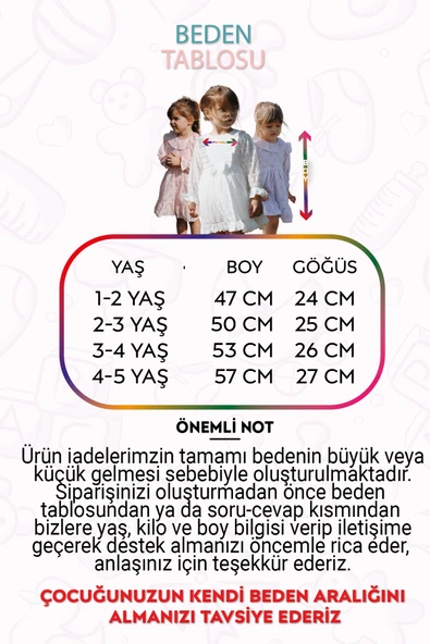 Kız Bebek Kız Çocuk Doğum Günü Parti Düğün Elbise Astarlı Çocuk Giyim Bebek Giyim ELBUZNDNT - 12