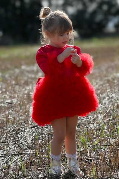 Kız Bebek Kız Çocuk Doğum Günü Parti Düğün Elbise Tüllü Tütü Astarlı Çocuk Giyim Bebek Giyim - 3