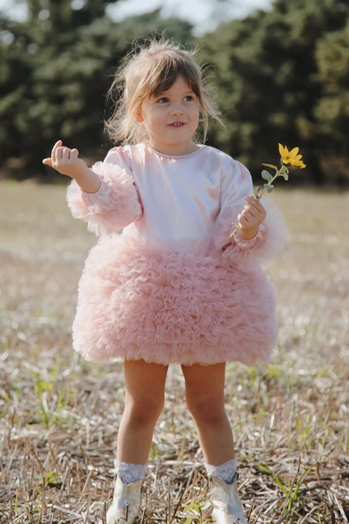 Kız Bebek Kız Çocuk Doğum Günü Parti Düğün Elbise Tüllü Tütü Astarlı Çocuk Giyim Bebek Giyim - 6