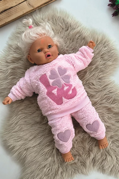 Kışlık Bebek Takımları Çocuk Giyim Bebek Kıyafeti Çocuk Kostümü welsoft takım Welsoft Peluş Unisex - 2