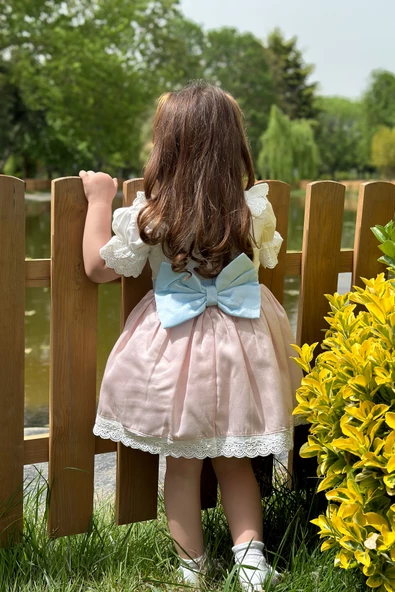 Yazlık Elbise Kısa Kollu Tüllü Tütü Astarlı Kız Çocuk Elbise Bebek Giyim Kız Bebek Elbise ELBYSATEN - 3