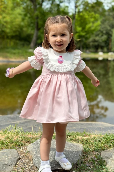 Yazlık Elbise Kısa Kollu Tüllü Tütü Astarlı Kız Çocuk Elbise Bebek Giyim Kız Bebek Elbise ELBYSATEN - 10