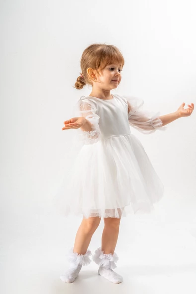 Kız Bebek Kız Çocuk Doğum Günü Parti Düğün Elbise Tüllü Tütü Astarlı Çocuk Giyim Bebek Giyim ELBUZNKNTA - 6