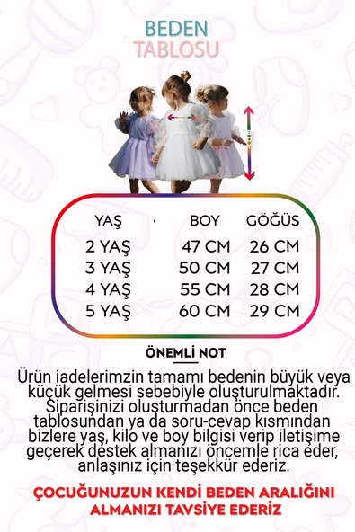 Kız Bebek Kız Çocuk Doğum Günü Parti Düğün Elbise Tüllü Tütü Astarlı Çocuk Giyim Bebek Giyim Elbise Uzun Kanatlı - 12