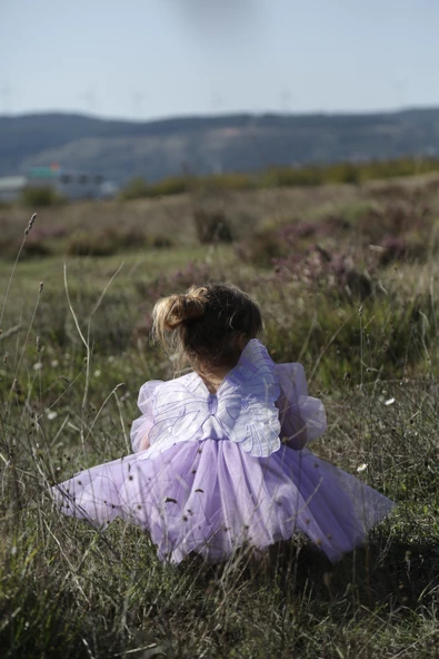 Kız Bebek Kız Çocuk Doğum Günü Parti Düğün Elbise Tüllü Tütü Astarlı Çocuk Giyim Bebek Giyim Elbise Uzun Kanatlı - 6