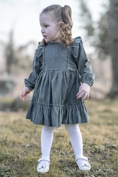 Kız Bebek Elbise Kız Çocuk Elbise Doğum Günü Parti Düğün Elbise Uzun Kol Bebek Giyim - 2