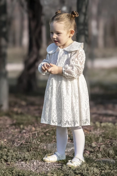 Kız Bebek Elbise Kız Çocuk Elbise Doğum Günü Parti Düğün Elbise Uzun Kol Astarlı Dantelli Bebek Giyim ELBYAKADNTL - 3