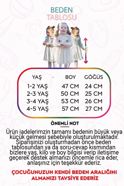 Kız Bebek Elbise Kız Çocuk Elbise Doğum Günü Parti Düğün Elbise Uzun Kol Astarlı Dantelli Bebek Giyim ELBYAKADNTL - 11