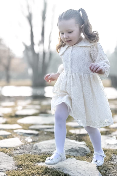 Kız Bebek Elbise Kız Çocuk Elbise Doğum Günü Parti Düğün Elbise Uzun Kol Astarlı Dantelli Bebek Giyim ELBYAKADNTL - 7