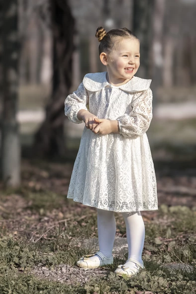 Kız Bebek Elbise Kız Çocuk Elbise Doğum Günü Parti Düğün Elbise Uzun Kol Astarlı Dantelli Bebek Giyim ELBYAKADNTL - 6