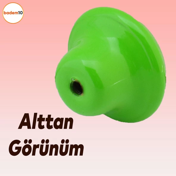 Mantar Düğme Mobilya Çekmece Çocuk Odası Dolap Dolabı Kulbu Kulpu Kulpları Yeşil Metal 10 Adet - 6