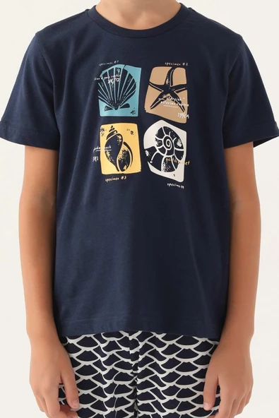 Arnetta Erkek Çocuk Lacivert Şortlu Pijama Takım 2981 - Resim 2