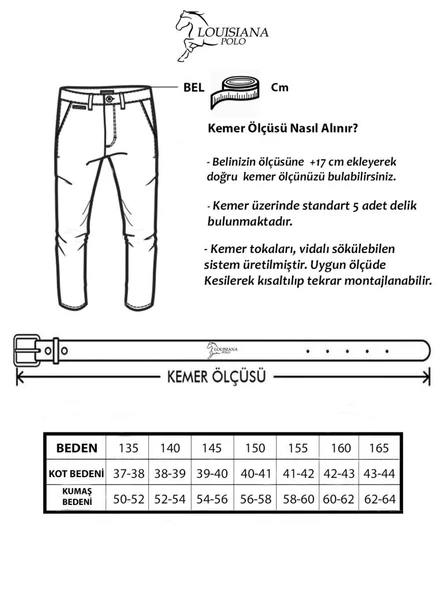 Louisiana Polo %100 Hakiki Deri Kemer Erkek Klasik Battal Boy Kemer Siyah 0180 - 4