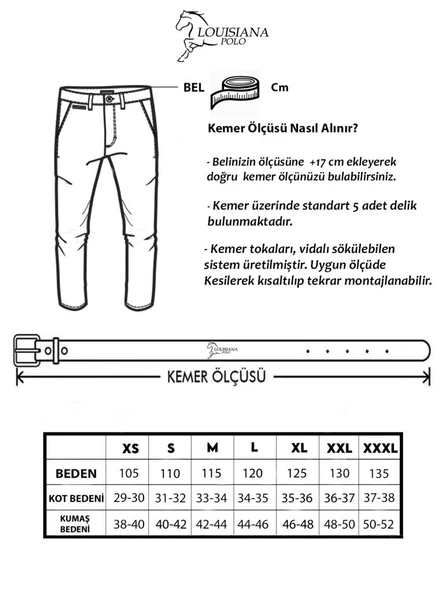 Louisiana Polo %100 Hakiki Deri Kemer Erkek Spor Kemer Siyah 0159 - 5
