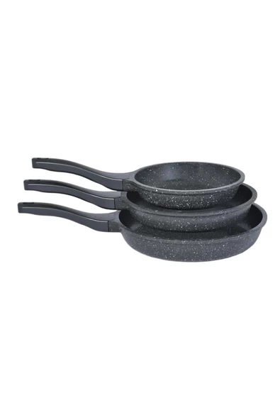 ThermoAD Granit Döküm Tava Seti 3’lü Gri - 20cm-24cm-28cm - 2