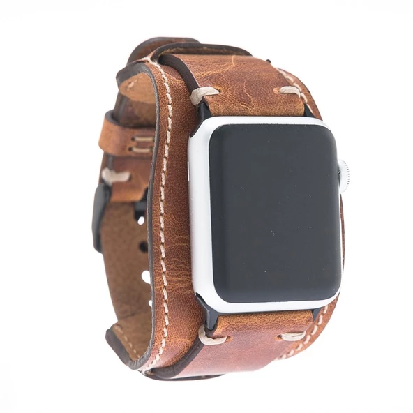 Apple Watch Uyumlu Deri Kordon 42-44-45mm Cuff V18