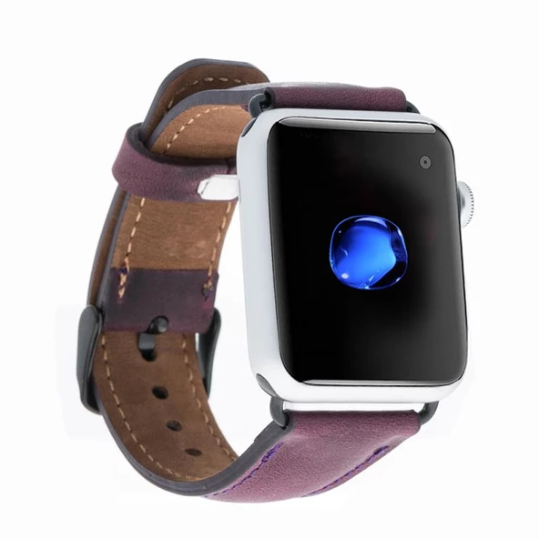 Apple Watch Uyumlu Deri Kordon 38-40-41mm G7 Mor