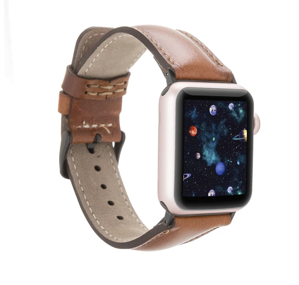 Apple Watch Uyumlu Deri Kordon 38-40-41mm RTST2EF Taba