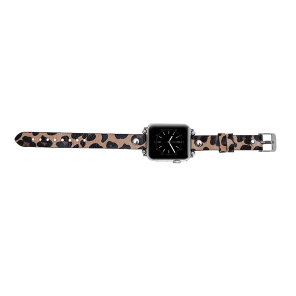 Apple Watch Uyumlu Deri Kordon 42-44-45mm ST Leopar NE - 3