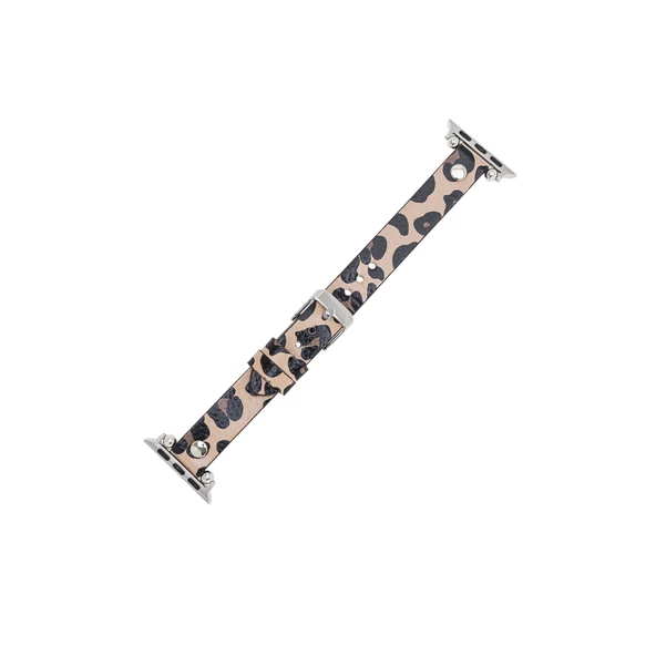 Apple Watch Uyumlu Deri Kordon 42-44-45mm ST Leopar NE - 5