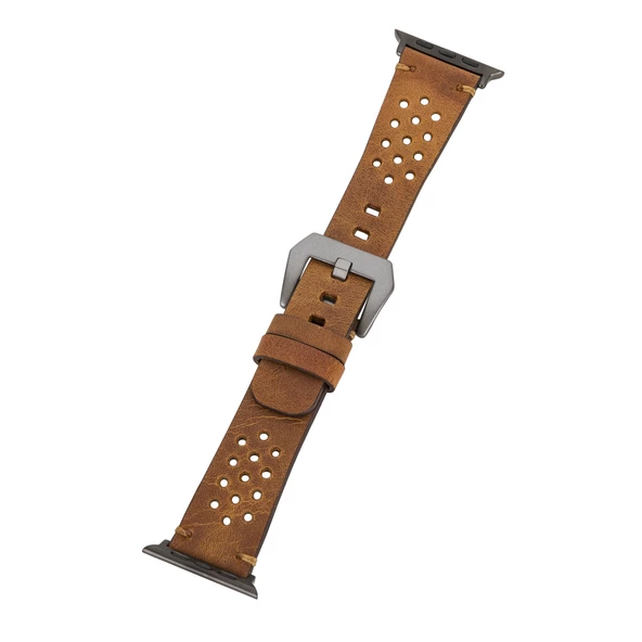 Apple Watch Uyumlu Deri Kordon Vigo 42-44-45mm G19 Taba - 3