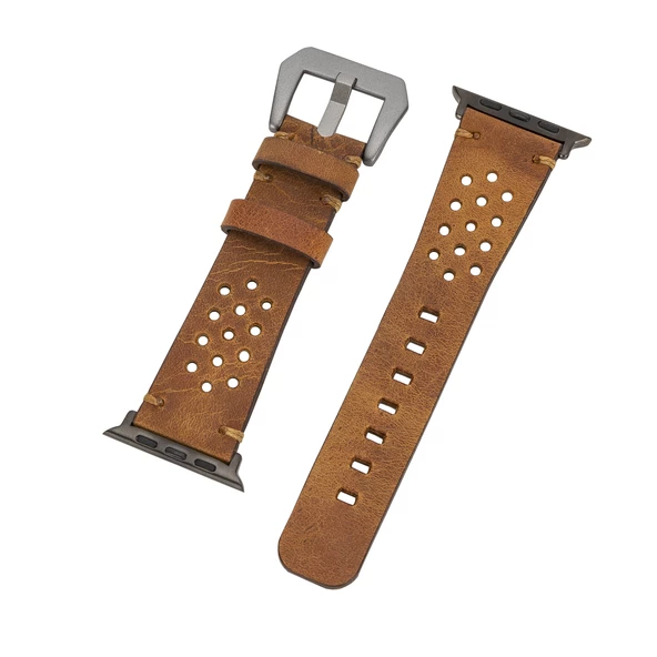 Apple Watch Uyumlu Deri Kordon Vigo 42-44-45mm G19 Taba - 4