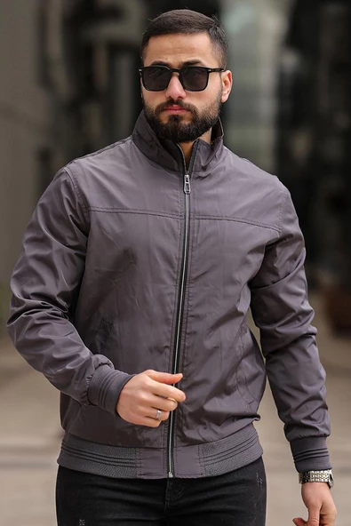 Erkek Gömlek Yaka Baharlık Mont Astarlı Mevsimlik Çeket Antrasit - 3