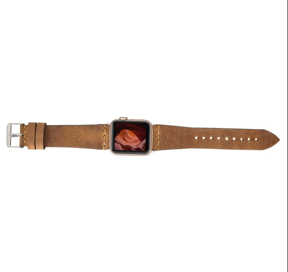 Apple Watch Uyumlu Deri Kordon 38-40-41mm G19-BA7 Taba - 3