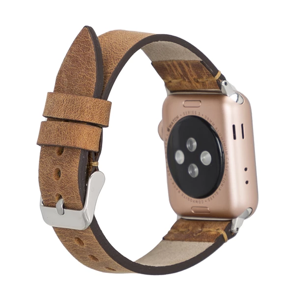 Apple Watch Uyumlu Deri Kordon 38-40-41mm G19-BA7 Taba - 2