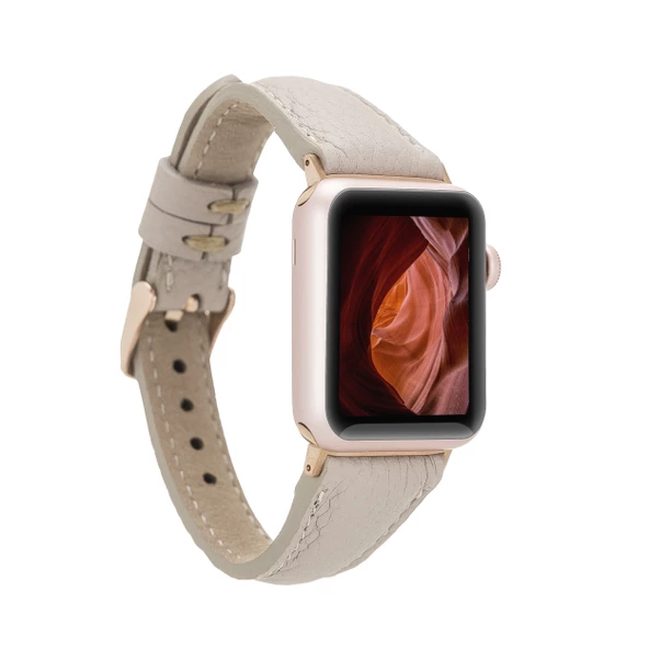 Apple Watch Uyumlu Deri Kordon 38-40-41mm Slim ERC3 Bej