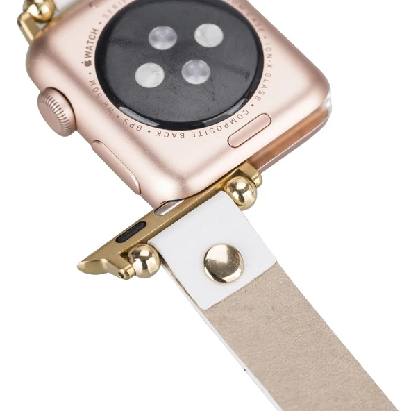 Apple Watch Uyumlu Deri Kordon 38-40-41mm FRG F3 Beyaz - 2